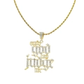 Iced out gold Gothic Only God Can Judge Me pendant necklace with twist rope chain - 0.3*60cm / Gold