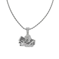 Iced out hand holding money stack pendant with twisted rope chain in hip-hop style - Silver (Banknote)