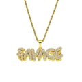 Collana con ciondolo Savage hip hop con catena a fune dorata e strass scintillanti - Oro