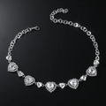 Gargantilla de corazón plateada con cristales halo y cadena ajustable de moda - Corazón de Plata