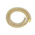 Collana tennis hip hop a tre file placcata in oro con pietre di zircone scintillanti - Oro (Doppia Fila) - 20 inch