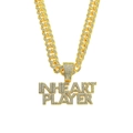 Hip-Hop-Halskette mit goldener Panzerkette und In Heart Player Anhänger mit Zirkonia - Buchstabenanhänger Mit Panzerkette / Gold