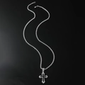Collana hip hop con croce di diamanti e catena a corda argento su specchio nero lucido - Croce / 60CM / Nero