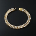 Bracciale tennis di lusso placcato oro a doppia fila con cristalli trasparenti su nero - Bracciale / Oro (Doppia Fila) - 8 inch