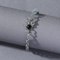 Gothic punk spin armband met zwarte edelsteen en zilveren grove geschakelde ketting - Zwarte Strass Spin Armband