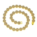 Collana hip hop dorata con maglie a faccina sorridente e cristalli scintillanti incastonati - Collana Oro-20 pollici