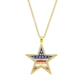 Ketting met Amerikaanse vlag sterhanger, glanzende strass-steentjes en gouden ketting - Goud