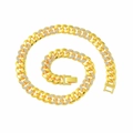Hip hop gouden Cuban link ketting met glinsterende strass-steentjes en stevige sluiting - Gepolijste Strass Patchwork Halsketting / Goud