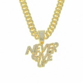 Collana a catena cubana dorata con ciondolo a lettera 'NEVER GIVE UP' brillante - Oro (Lettera) - Catena Cubana da 50cm