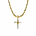 Hiphop vergoldete Tenniskette mit eisbedecktem Totenkopf-Kreuzanhänger und Zirkonsteinen - Totenkopf Kreuz Einreihige Tenniskette (0.4x50cm) / Gold