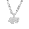 Pendaglio lettera 4PF argento ghiacciato con grossa catena a maglia cubana hip hop - Set di collane / Argento