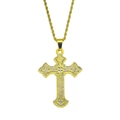Collier pendentif croix hip hop doré avec cristaux brillants et chaîne torsadée - Chaîne en acier inoxydable 0,3*60cm / Or (Croix)
