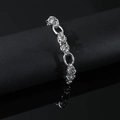 Vintage silver titanium steel chain bracelet with interlocking rings in retro industrial style - Silver-7inch