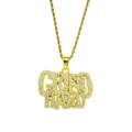 Hip hop gouden ketting met gedraaide koordschakels en grote GRIND HARD hanger met steentjes - 0.3*60cm roestvrijstalen touwketting / Goud