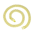 Hip Hop 12mm goldene Gliederkette mit Kristallen und klassischem Kastenverschluss - Gold / 18inch