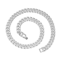 Silberne Cuban Link 12mm Halskette mit Vollbesatz aus Diamanten für Hip-Hop-Streetwear - Silber / 18inch