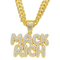 Collana hip hop uomo oro con ciondolo Mack Rich ghiacciato e grossa catena cubana - Oro (Set Collana)