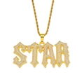 Collana con ciondolo lettera STAR in oro con strass scintillanti stile hip hop - Pendente Lettera STAR - Catena a Corda in Acciaio Inossidabile / Oro