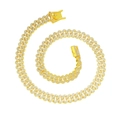 Set collana e bracciale a maglia cubana dorata con strass di cristallo scintillanti - Collana / Oro / 18inch