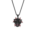 Hip hop black panther pendant necklace with full diamond inlay and red lightning design - Black