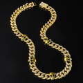 Collar de cadena cubana punk dorada para hombre con dijes de calavera y piedras negras - Collar (50cm) / Dorado