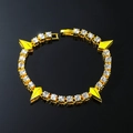 Bracciale tennis hip hop dorato con strass trasparenti e ciondoli gialli - Oro (Goccia d'Olio Giallo)