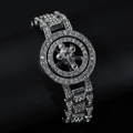 Iced out hip hop men's silver bracelet with rotating cross and sparkling diamonds - Rotatable Cross / Silver