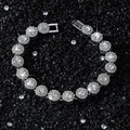 Bracciale hip hop da 10mm con cristalli rotondi scintillanti e chiusura a scatto sicura - Argento-Bracciale (20cm)