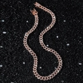 Collana cubana 9mm con diamanti in oro rosa e chiusura quadrata pavimentata di zirconi - Collana Oro Rosa (40cm)