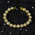 Bracciale tennis da 10mm con zirconi rotondi incastonati a halo e finitura dorata - Bracciale Oro (20cm)