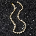 Men's 10mm gold heart link chain necklace with sparkling rhinestones in hip hop style - Gold (45cm)