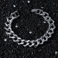 Pulsera de cadena de eslabones plateados con detalle de corazón en fondo mineral - Plata-Pulsera (20.5cm)