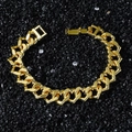 Pulsera de cadena de eslabones de corazón de oro pulido para hombre con cierre plegable - Dorado-Pulsera (20.5cm)