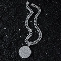Iced Out Gliederkette mit großem runden Weltkugel Anhänger in Silber-Optik - Silber (Rundscheibe) (Mit 5525 Panzerkette)