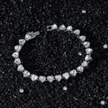 Glinsterende 8mm zilveren hartvormige zirkonia armband met glanzende hiphopstijl - Hart (20cm) / Zilver