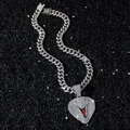 Collana cubana hip hop argentata con pendente a cuore cobra e zirconi scintillanti - Set Catena Cubana Da 50cm / Argento (Cobra) Con Maglia Cubana