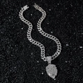 Hip-Hop Silber Löwenkopf Anhänger mit Iced-Out Panzerkette und funkelnden Zirkoniasteinen - Löwenkopf (mit 50cm Panzerkette) / Silber