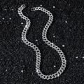 Collana da uomo 10mm con maglia cubana a rombi e strass scintillanti stile hip hop - Argento-Collana (45cm)
