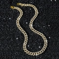 Collana classica cubana da 10 mm placcata in oro con cristalli scintillanti hip hop - Oro-Collana (45cm)