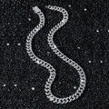 Collana a catena cubana classica da 10mm in argento con strass per uomo stile streetwear - Collana (45cm) / Argento