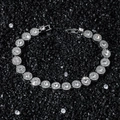 Silbernes Hip-Hop-Armband mit 8mm runden Diamanten und Mikro-Pavé auf schwarzen Steinen - Rund 20cm (Silber) / Silber