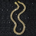 Collana classica da uomo 10mm color oro a catena cubana con strass pavé stile hip hop - Collana (45cm) / Oro