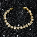 8mm goldene Hip-Hop-Tennisarmband mit runden Zirkoniasteinen und Klappverschluss - Rund 20cm (Gold) / Gold