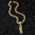 Hip hop St. Jude hanger ketting met goud vergulde Cubaanse schakels en fonkelende kristallen - Goud (St. Jude) - Met 50cm Cubaanse Schakel