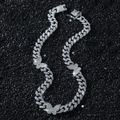 Collana cubana 13mm argento con strass e ciondolo a farfalla stile hip hop da uomo - Collana (45cm) / Argento