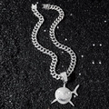 Hiphop iced out shark pendant necklace with silver cuban link chain and clear rhinestones - Shark Necklace (Silver) / Silver