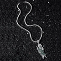 Colgante de San Judas Tadeo estilo hip hop con piedras verdes y cadena de tenis - Plata San Judas (Cadena de Strass de una Fila de 50cm)