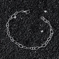 Pulsera hip hop de acero inoxidable plateado con eslabones de nariz de cerdo y mosquetón - Pulsera (21 cm)
