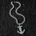 Collana con pendente ancora San Giuda in argento con veste blu e micro-pavé di cristalli - Argento (Con Collana Ancora)