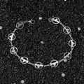 Edelstahl-Gliederkette im Hip-Hop-Stil mit runden Anhängern und Friedenstauben-Motiv - 21cm / Silber